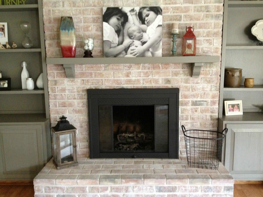 Brick Fireplace Mantel Makeover