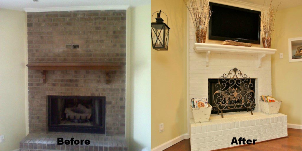 Brick Fireplace Remodel Before and After