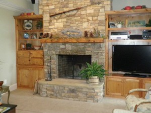 Dry Stack Stone Fireplace
