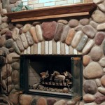 Faux River Rock Fireplace