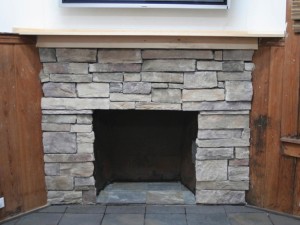 Faux Stone Over Brick Fireplace
