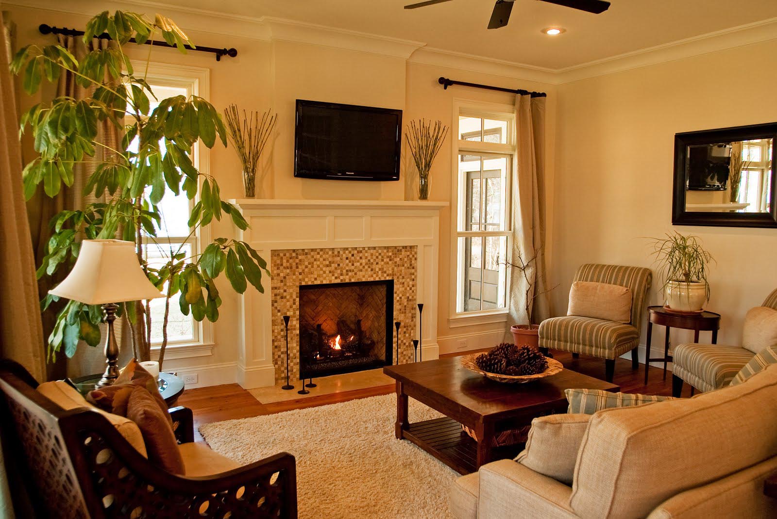 Living Room with Fireplace Design