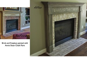 Painted Brick Fireplace Before and After