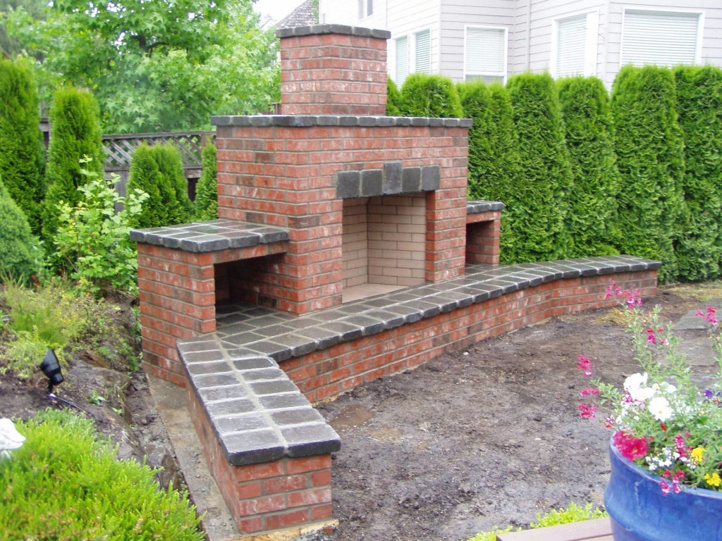 Red Brick Outdoor Fireplace
