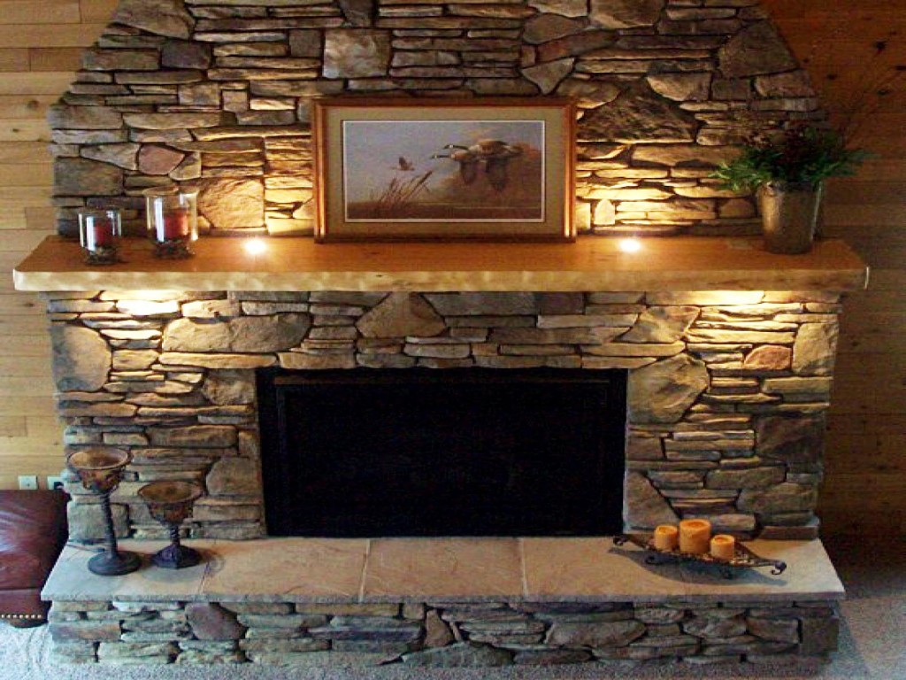 Stacked Slate Fireplace Surround