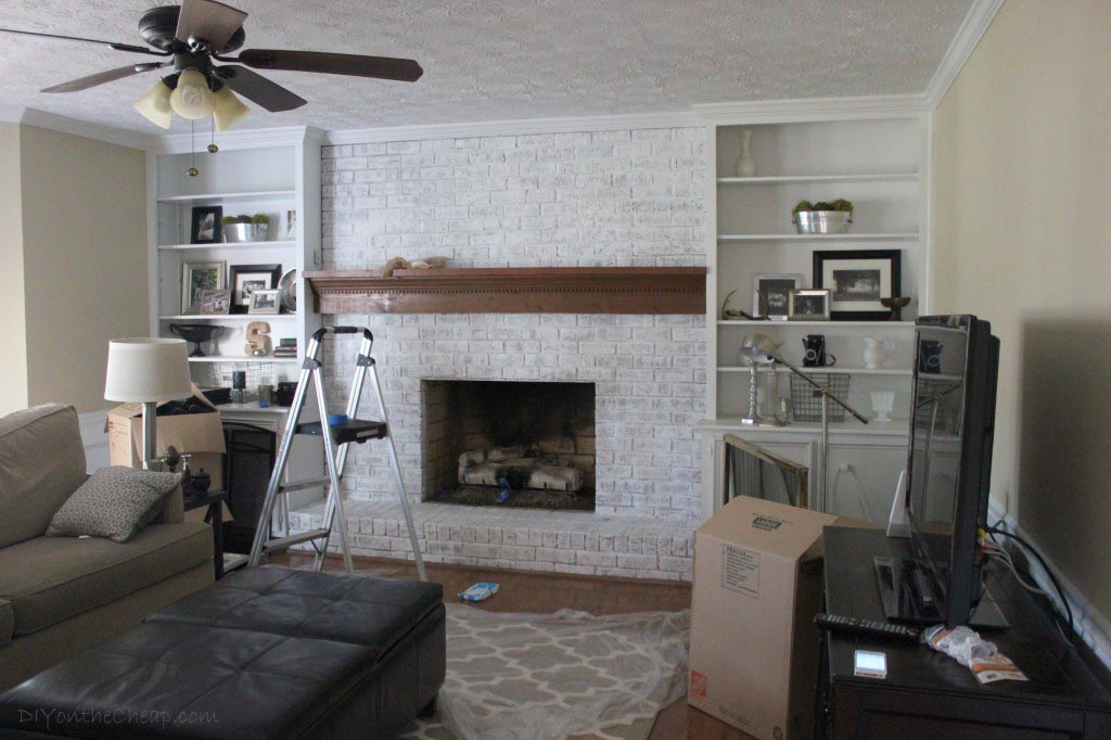 White Painted Brick Fireplace Images