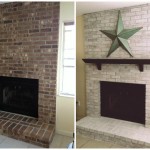 Whitewash Brick Fireplace Before and After
